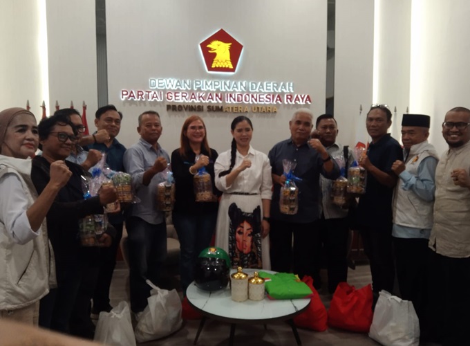 Serikat Media Siber Indonesia (SMSI) Sumatera Utara (Sumut) menggelar audiensi ke Kantor DPD Partai Gerindra Sumut, Jalan Jenderal Sudirman